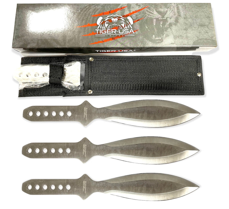 12 Inch SILVER Tiger Thrower Throwing Knives (Set of 3)