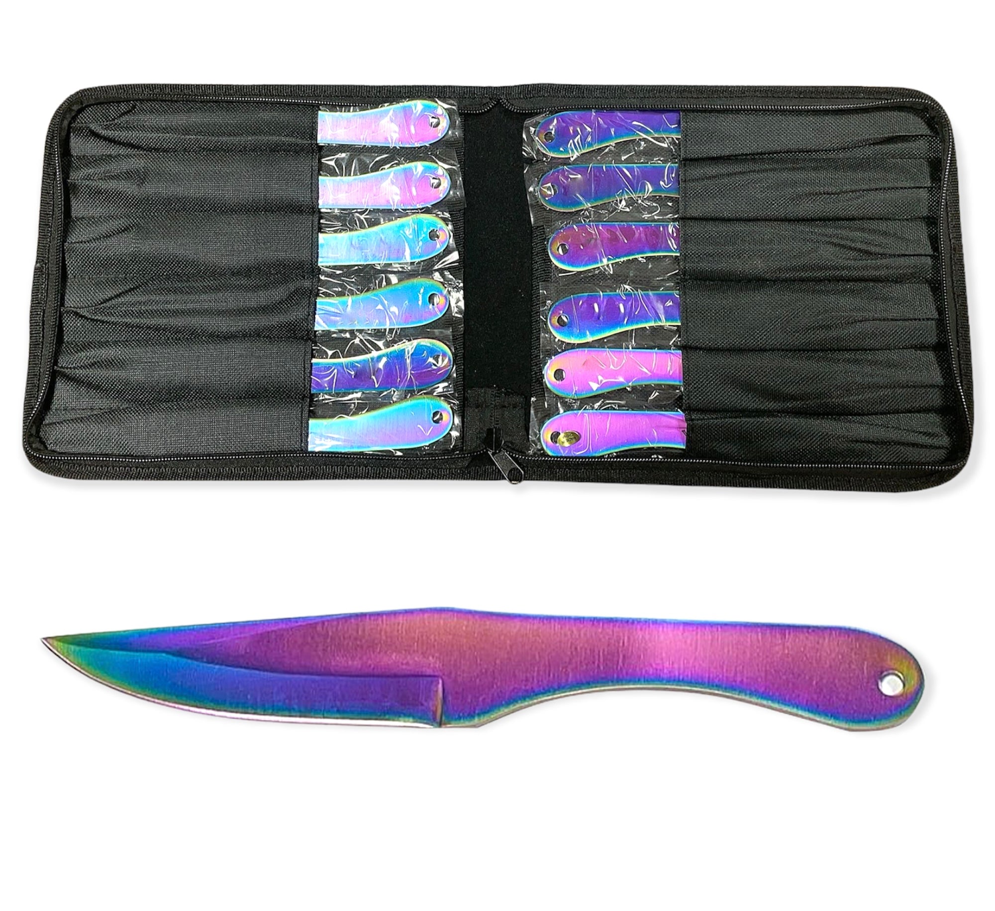 8 PC Titanium Ninja Tactical Survival Knife Set Rainbow