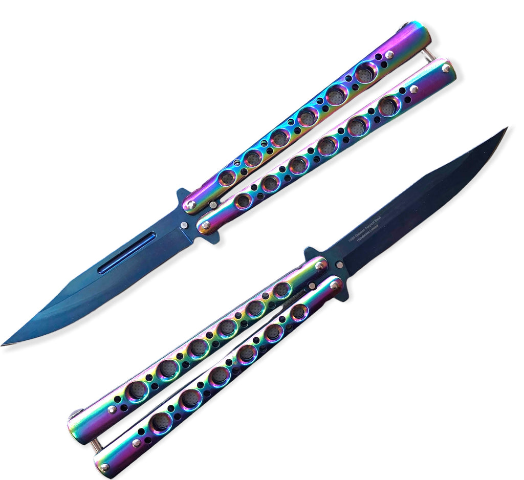 Heavy Duty Butterfly Folding Knife RAINBOW