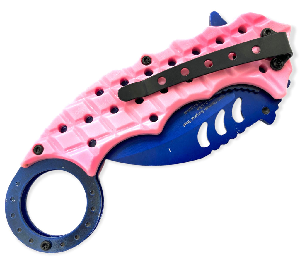 Tiger USA Karambit Style Trigger Assist Knife - PURPLE AND BLUE