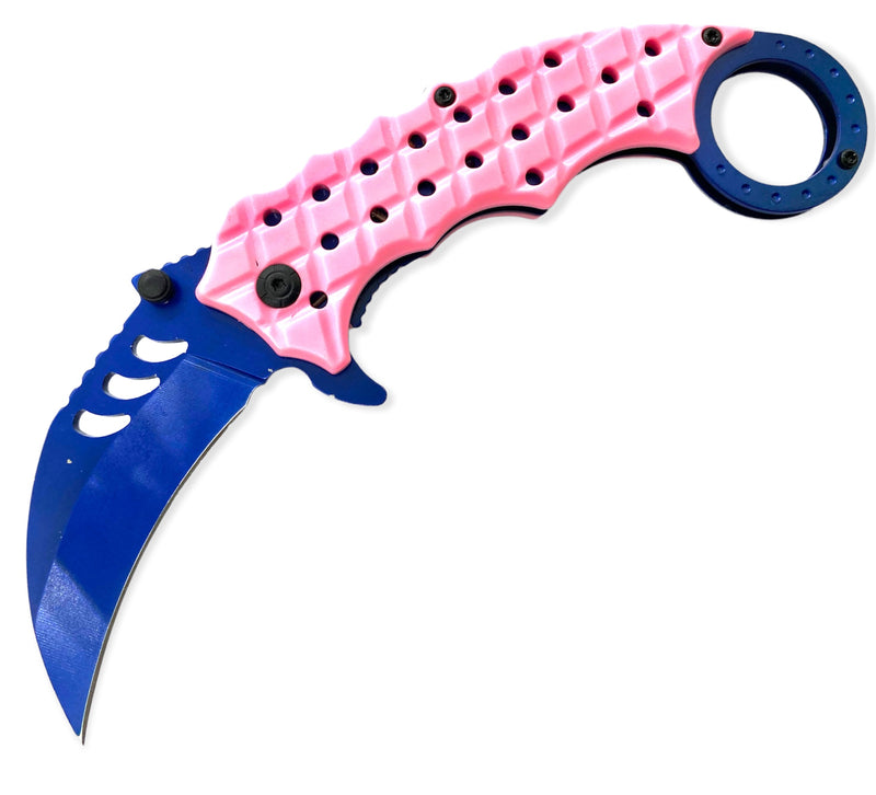 Tiger USA Karambit Style Trigger Assist Knife - PURPLE AND BLUE