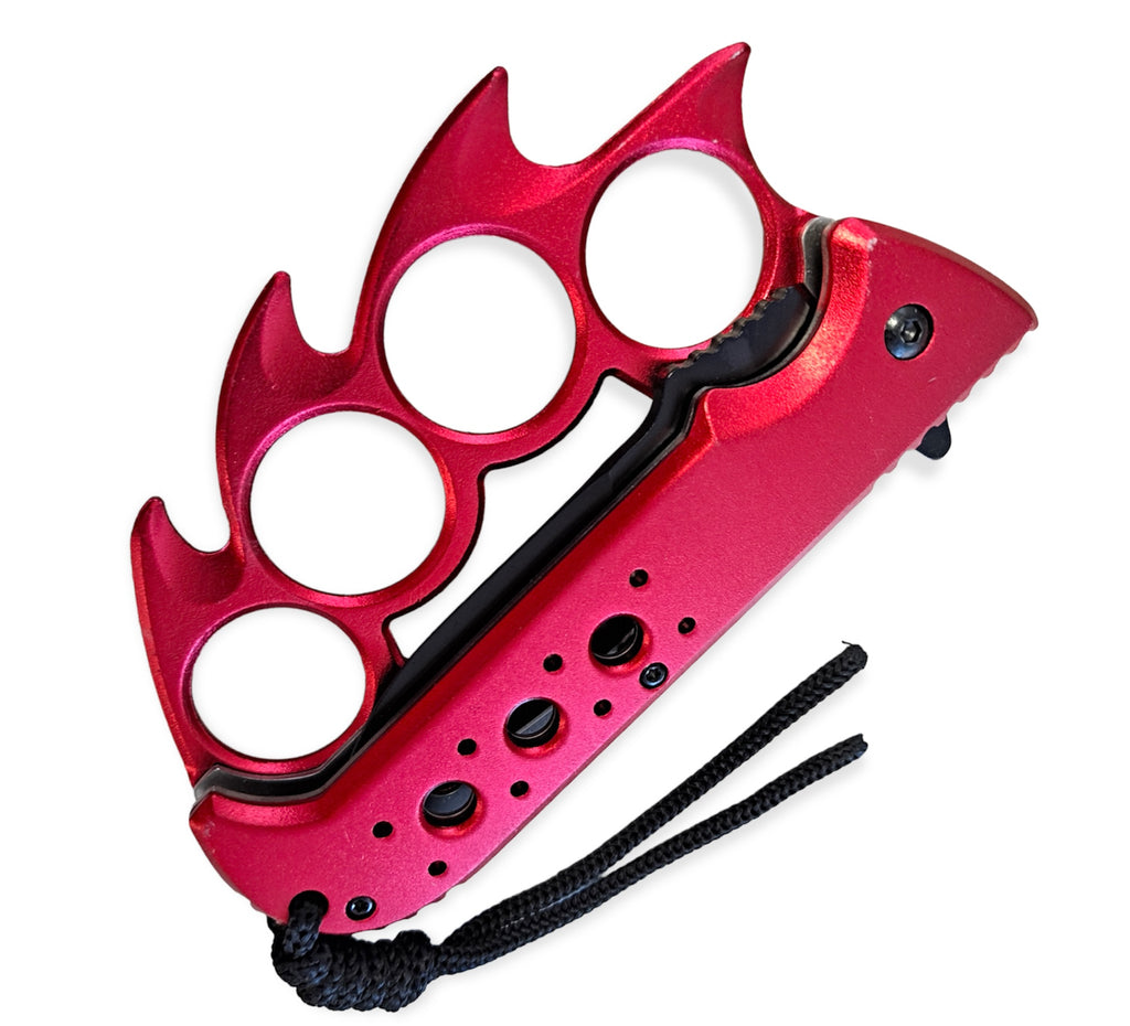 Elite Claw Spring Assisted Trench Knife with Paracord RED