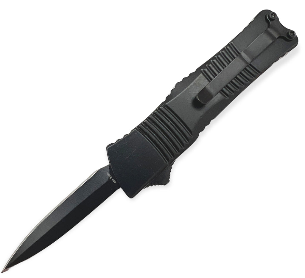 5.0 INC Automatic Knife Drop Point  - BLACK  (OTF)
