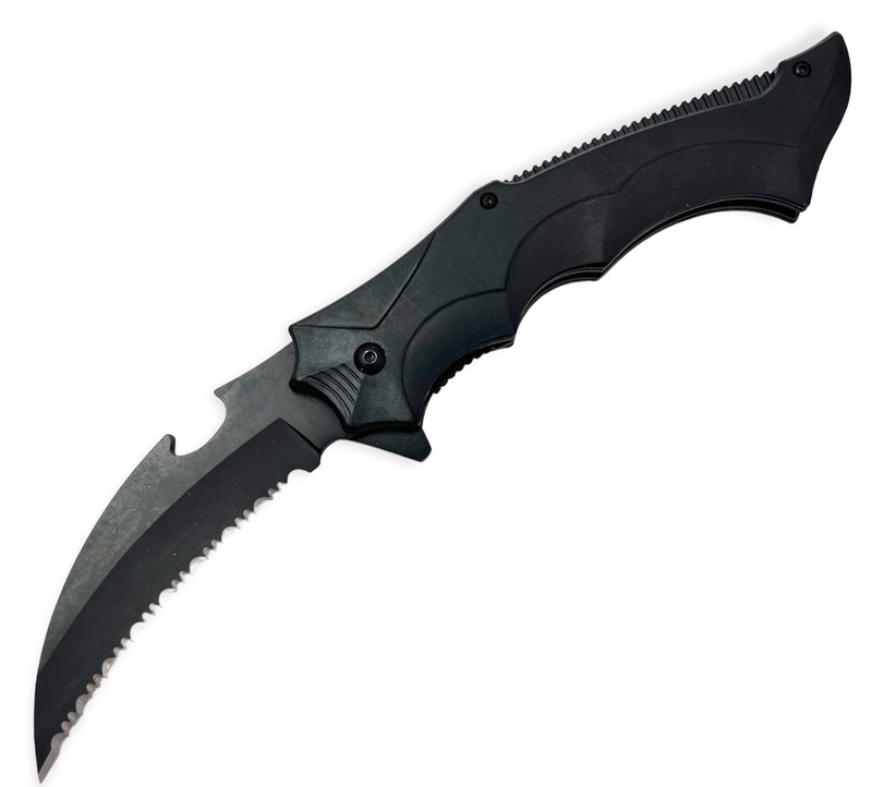 Tiger Usa®   Spring Assisted  Knife - BLACK SERRATED BLADE