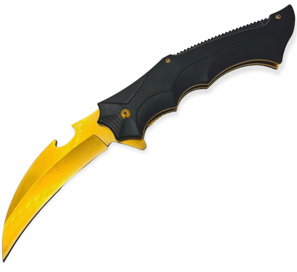 Tiger Usa®   Spring Assisted  Knife - BLACK and GOLD