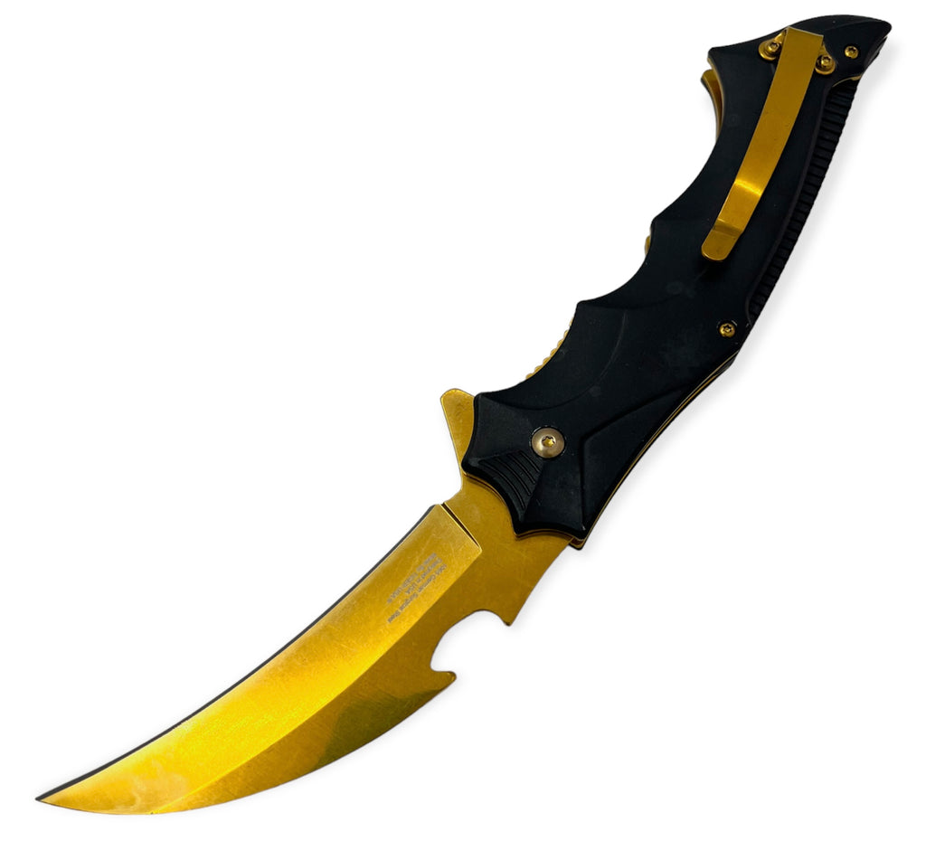 Tiger Usa®   Spring Assisted  Knife - BLACK and GOLD