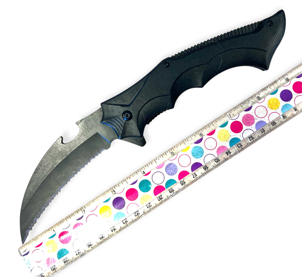 Tiger Usa®   Spring Assisted  Knife - BLACK SERRATED BLADE