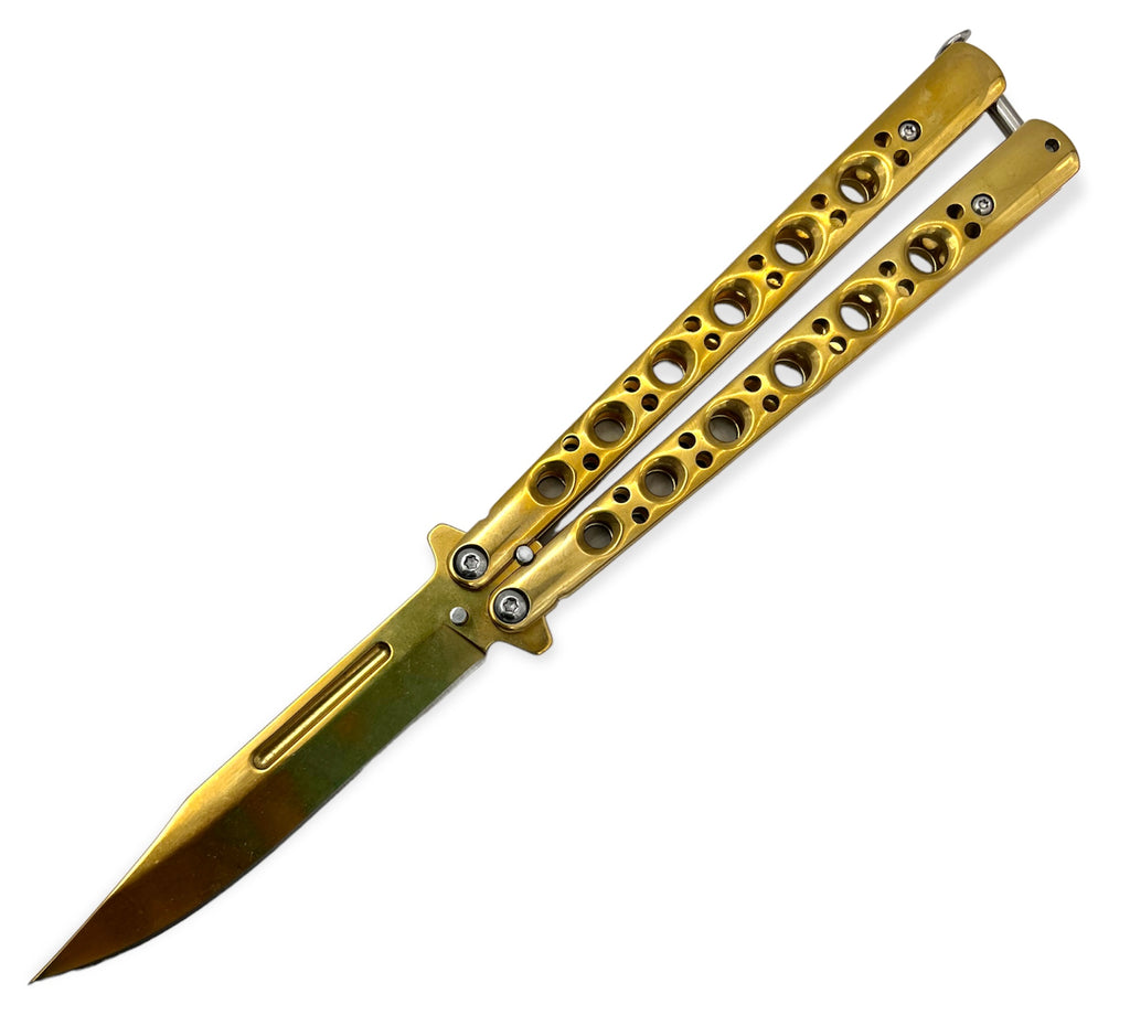 21GD Heavy Duty Balisong Butterfly Knife Gold-img-0