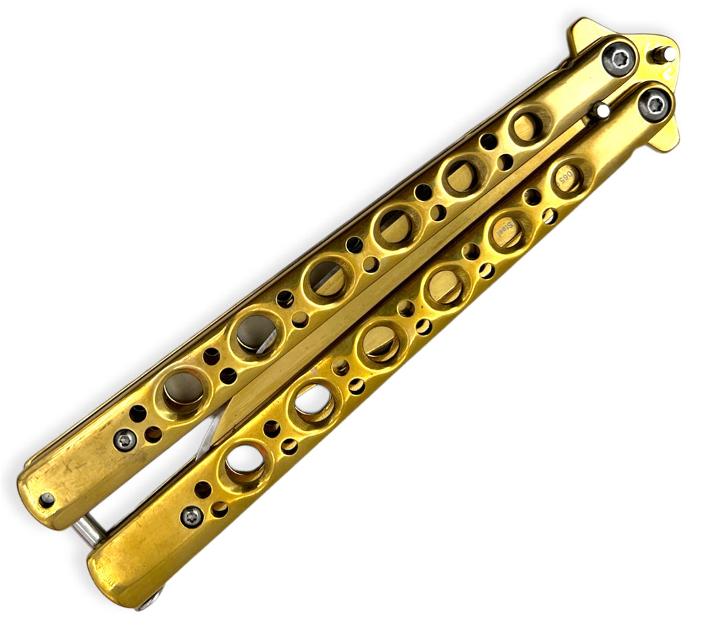 21GD Heavy Duty Balisong Butterfly Knife Gold-img-1