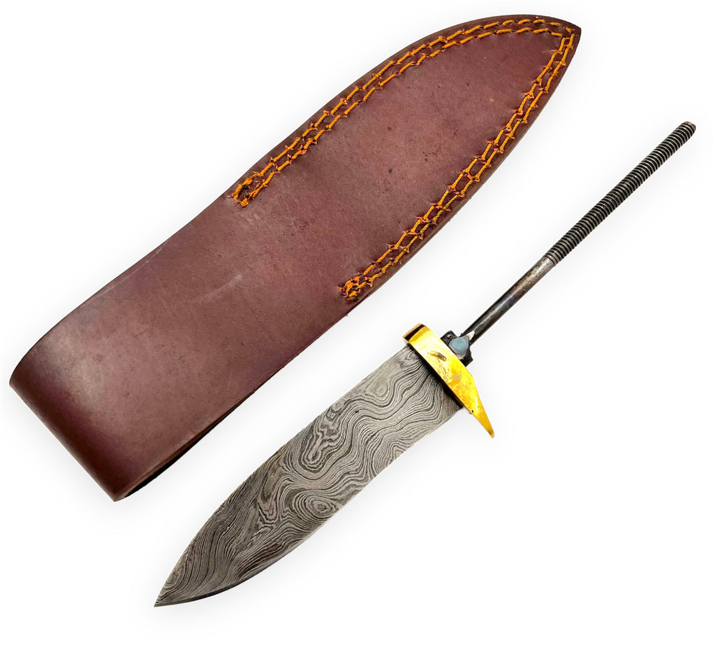 Real Damascus Steel Blade Rat Tail Construction Build your own   4.5 inch blade length