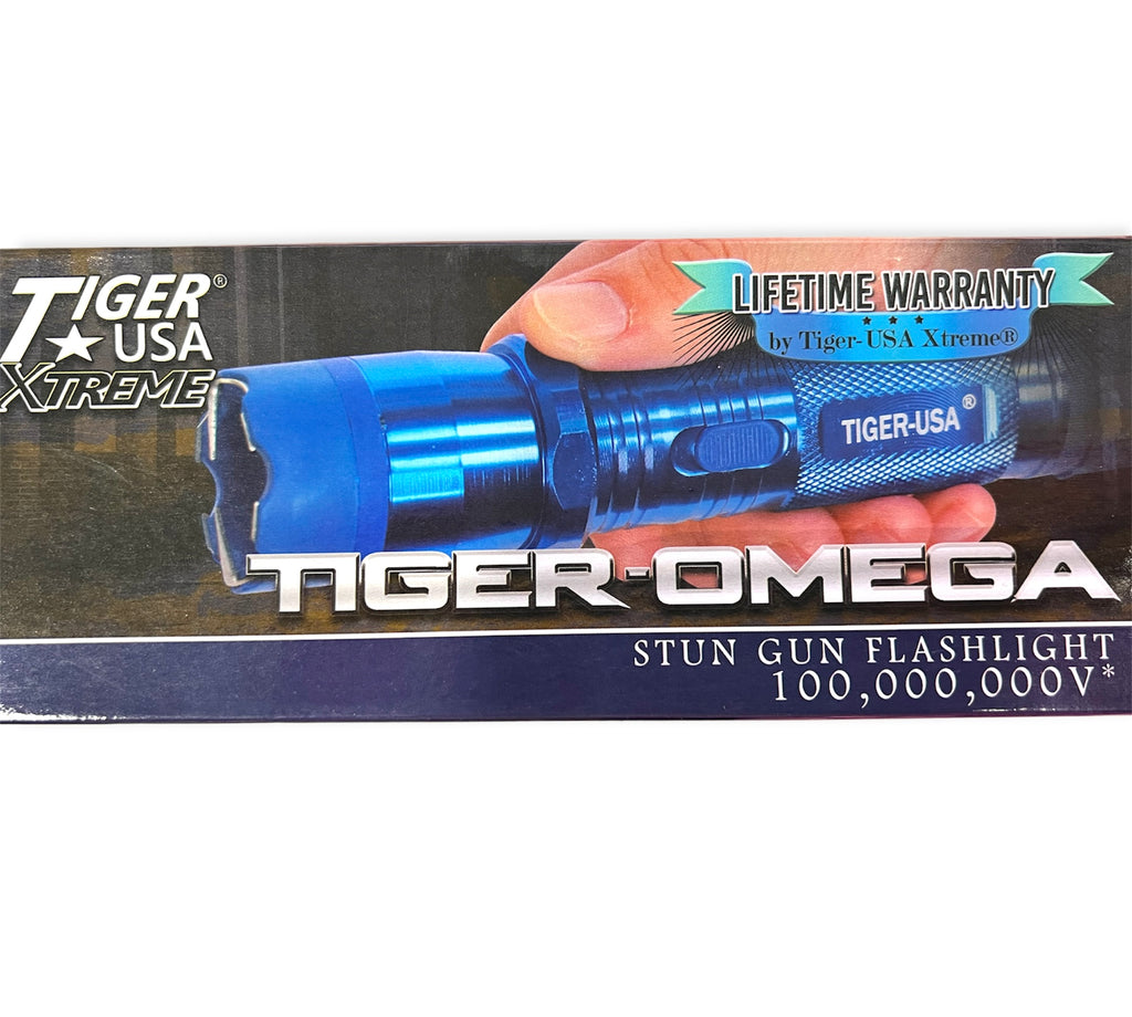 Tiger-USA Xtreme® 100 Mill V Tiger-Omega Stun Gun Flashlight (Blue)