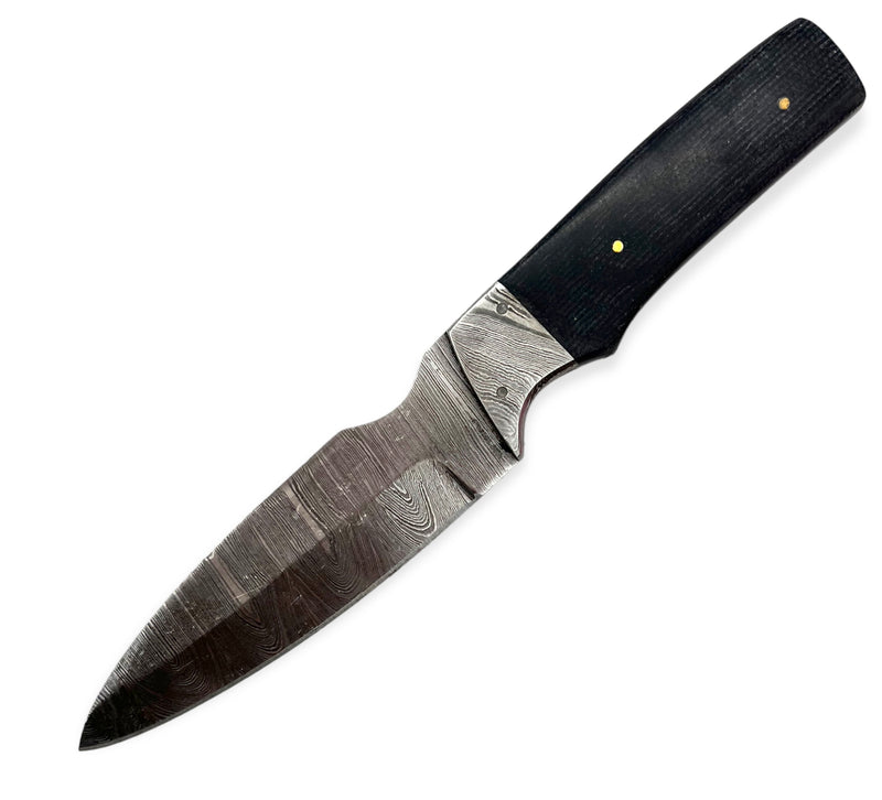 Red Deer®9.0 inch Damuscus Hunting Knife W. Case Black/Black Handle