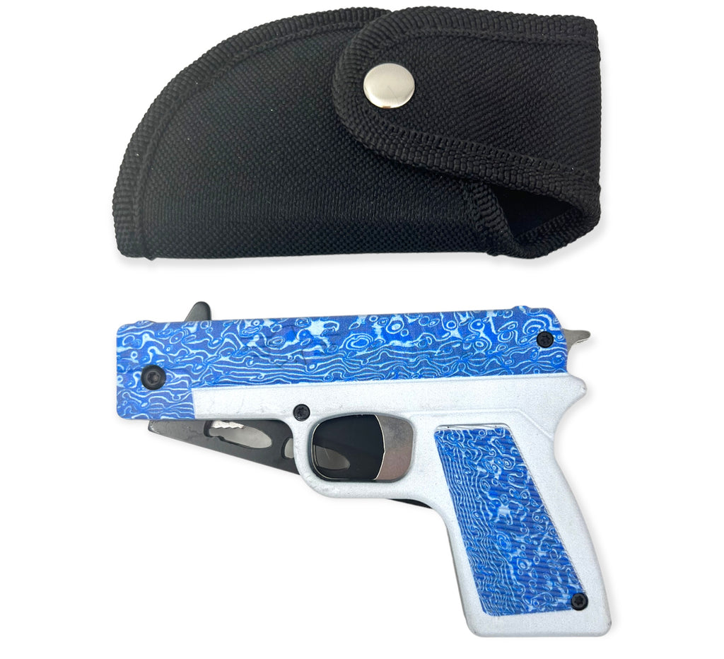 Tiger-USA Pistol Spring Assisted Knife  BLUE