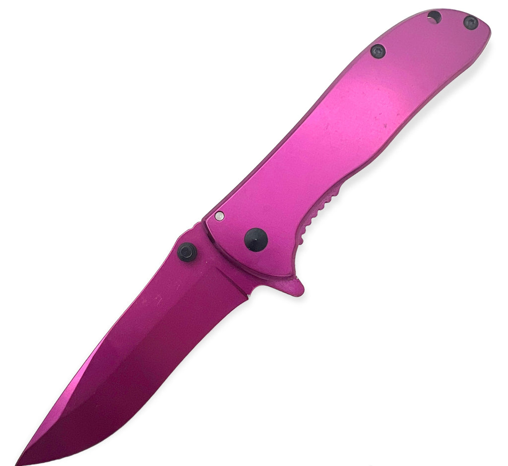 Spring Assisted Folding Knife - Pink