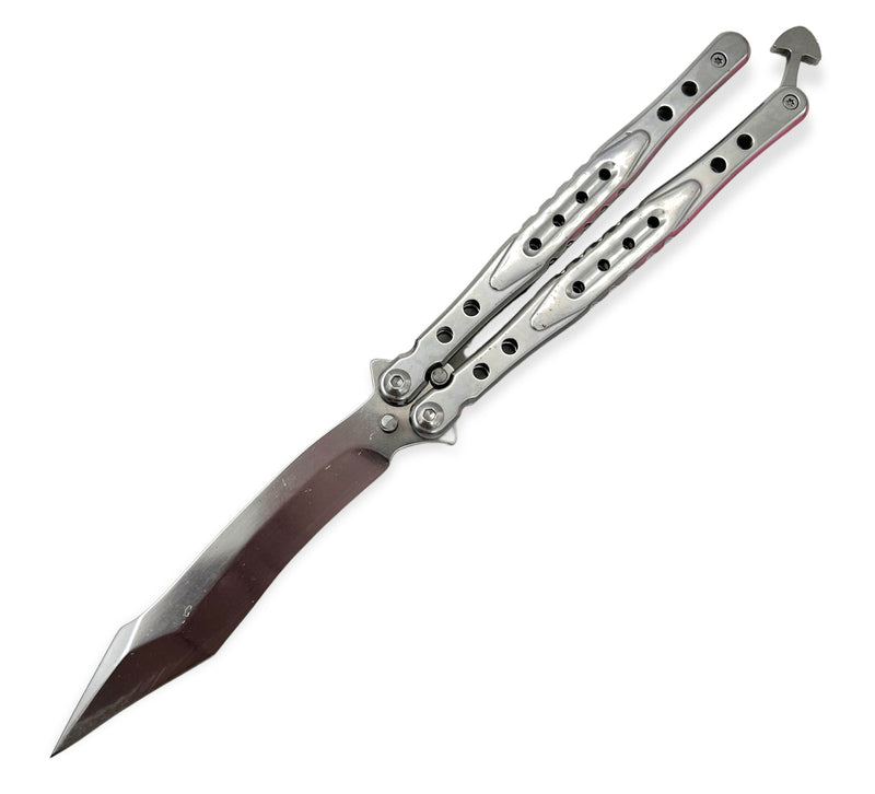 silver Reverse Tanto Blade Solid Stainless Handle (Real Folding Knife)