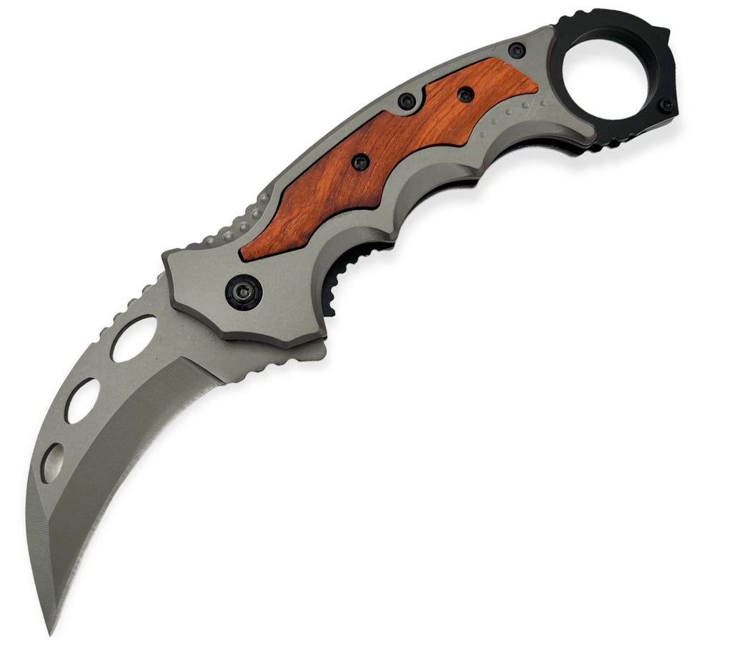 Tiger-USA Spring Assisted CARAMBIT GREY