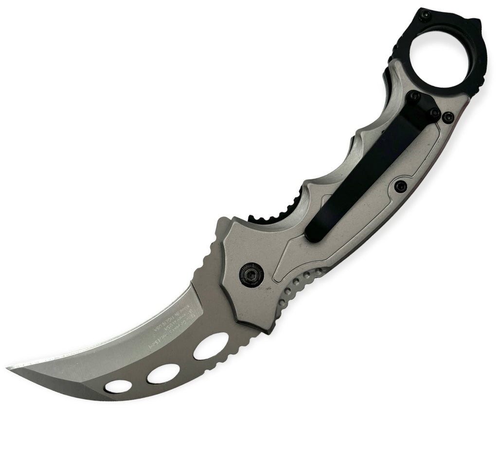 Tiger-USA Spring Assisted CARAMBIT GREY