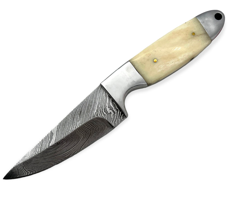 Red Deer®9.0 inch Damuscus Hunting Knife W. Case BONE