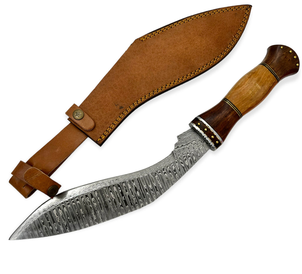 Red Deer®18.0 inch Damuscus Hunting Knife W.Leather Case WOOD