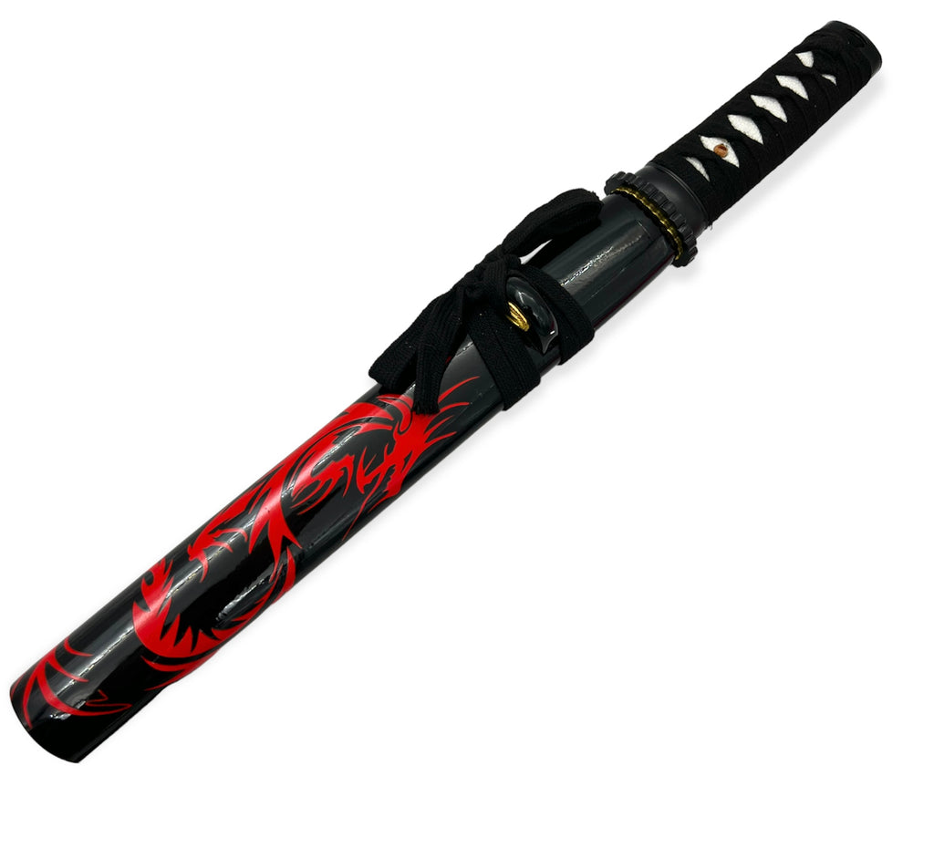 H108 BLACK W/RED DRAGON Full Tang Tanto Sword W/Case-img-0