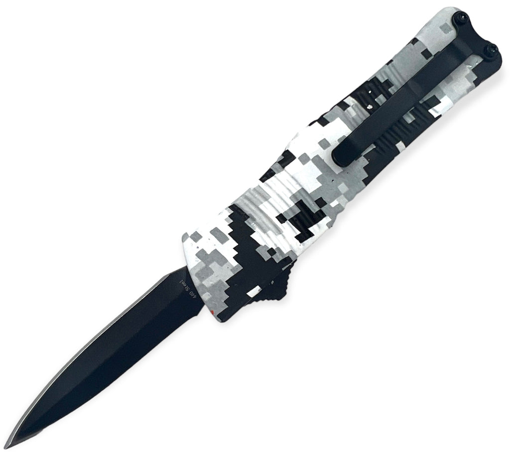 5.0 INC Automatic Knife Drop Point  - SNOW CAMO(OTF)