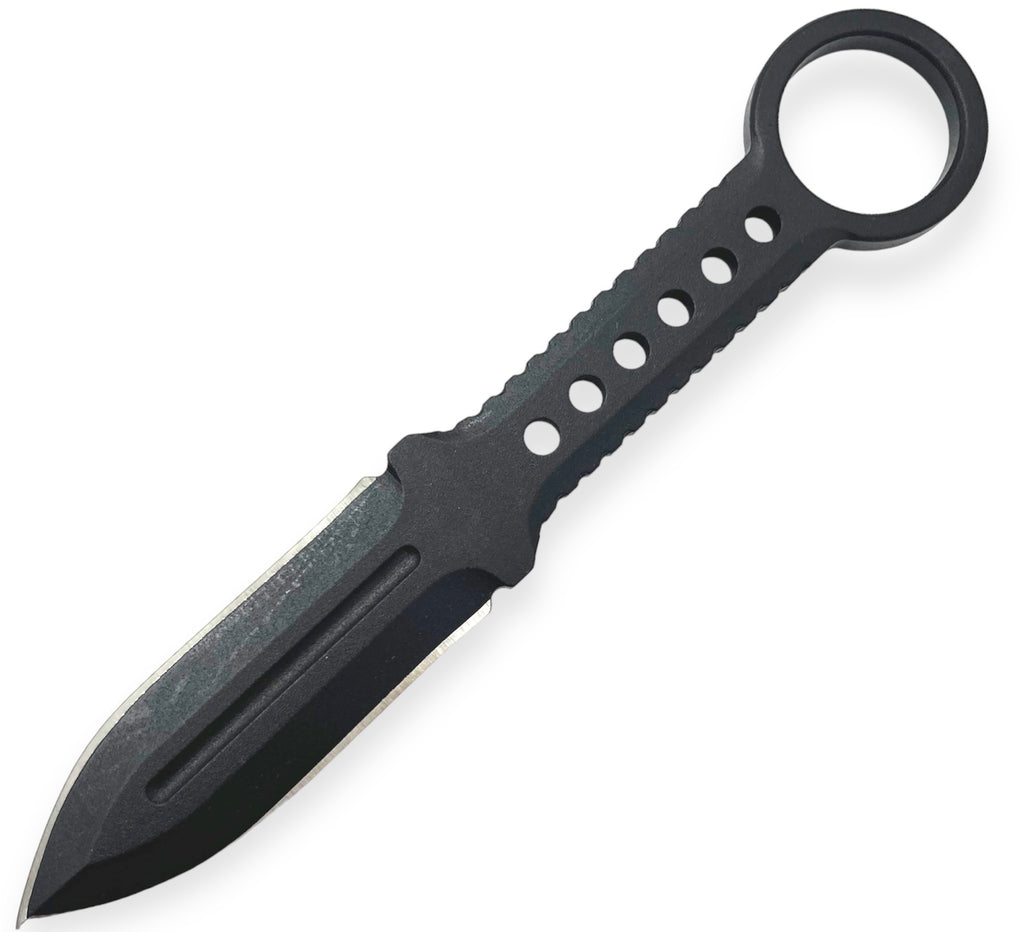 All Black Double Edge Boot Knife W clip Lux