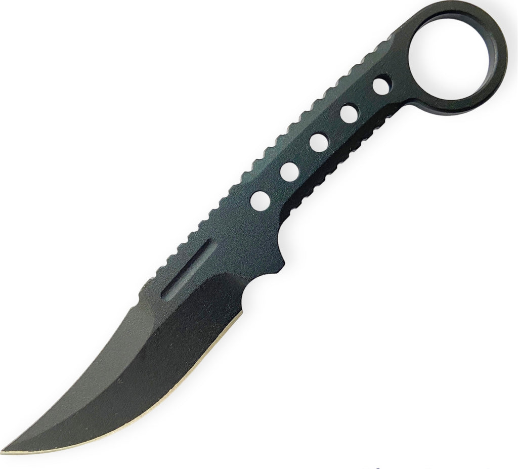 Tactical Tiger-USA® Boot Knife BLACK Single Edged Full Tang Knife W clip LUX