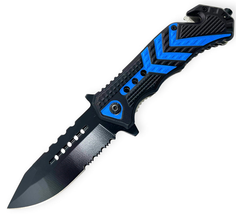 Folding Knife W. Clip RED TIGER USA BLUE