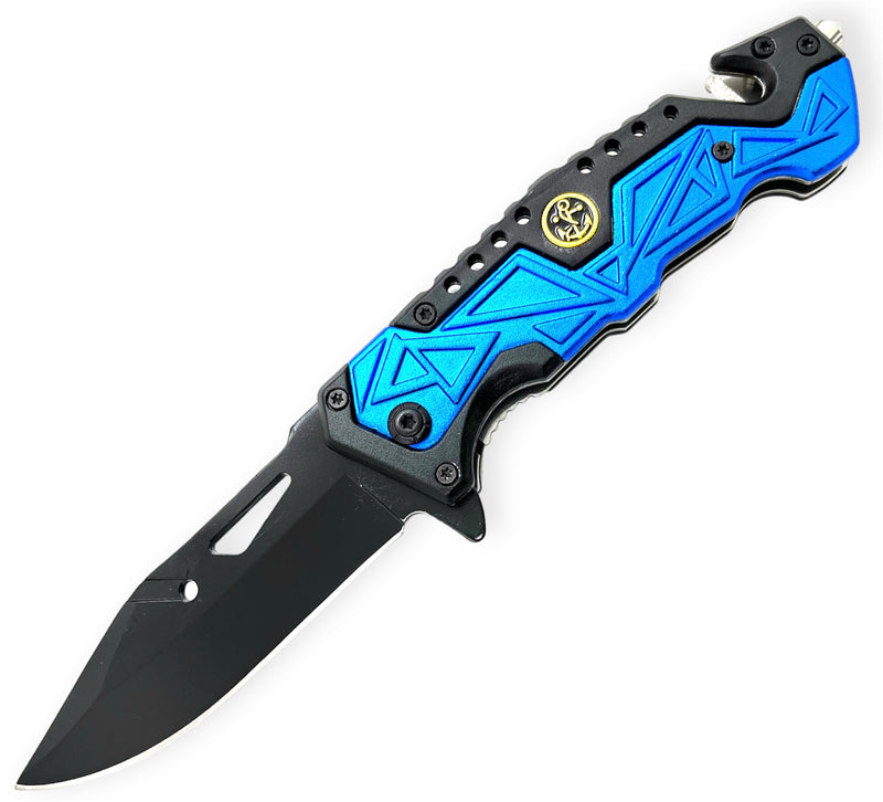 Tiger-USA Spring Assisted Drop Point Blue