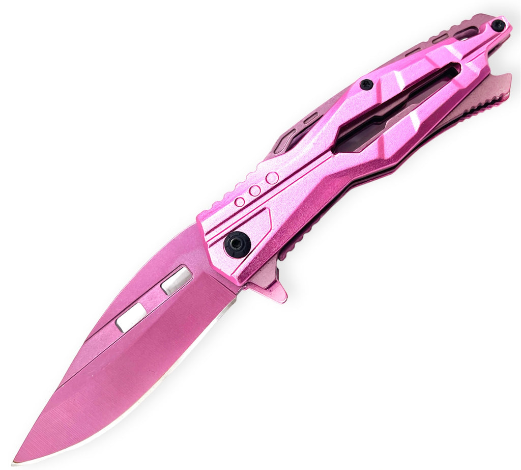 Tiger Usa® Spring Assisted Knife - LIGHT  PINK HANDLE and KNIFE