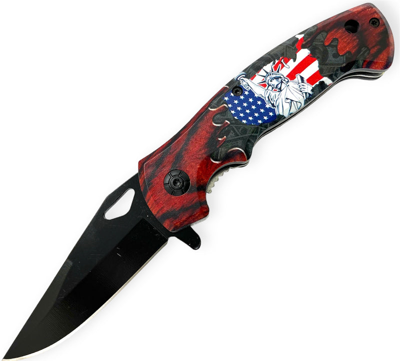 Spring Assisted Folding Knife  Statue of Liberty
