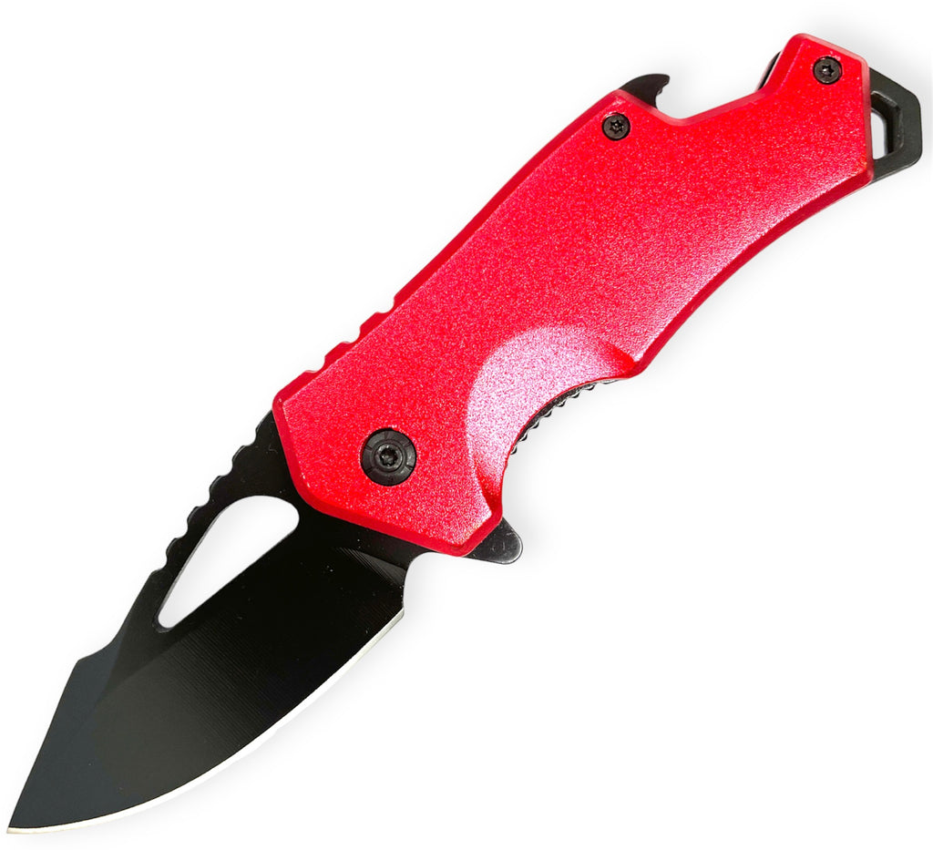 DROP POINT RED FOLDING  With  BEER BATTLE OPENER