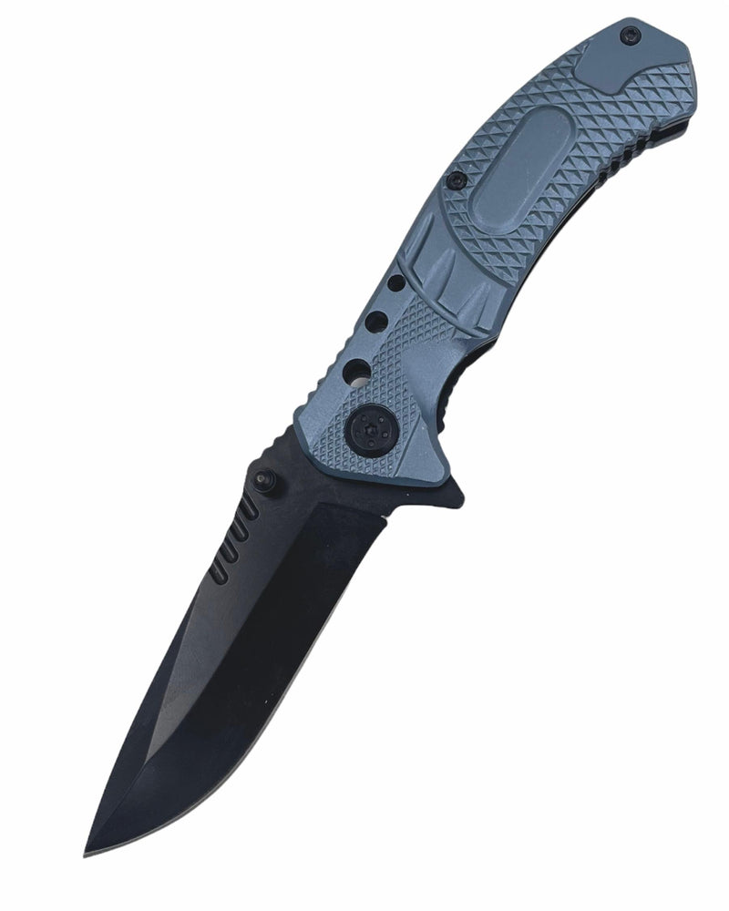 8 Inch Spring Assisted TechTact Knife DP Blade - GREY