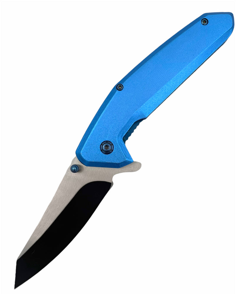 Tiger USA Spring Action BLUE Folding knife tanto
