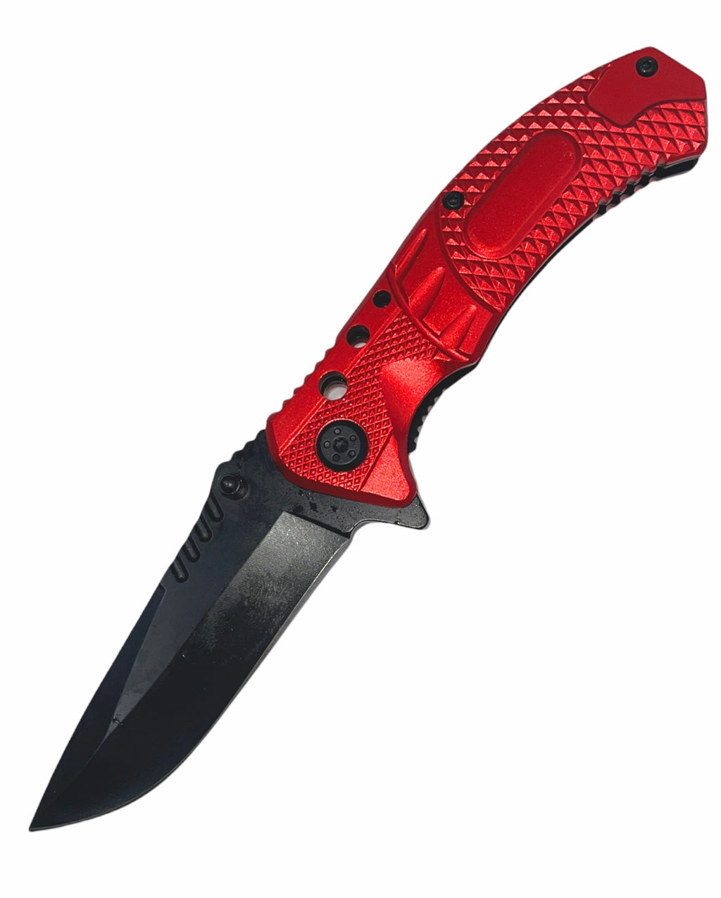 8 Inch Spring Assisted TechTact Knife DP Blade -RED