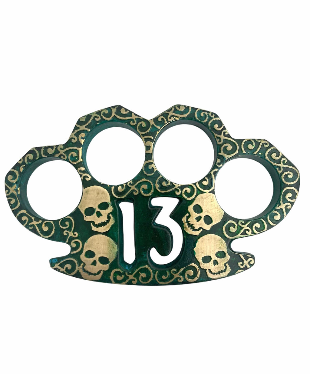 Heavy Duty Closed #13 Real Brass Buckles Green Patina