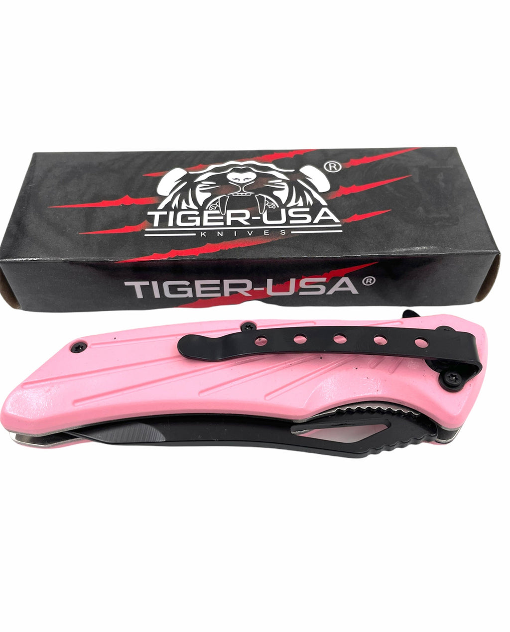 Tiger USA Spring Action Knife PINK Tanto