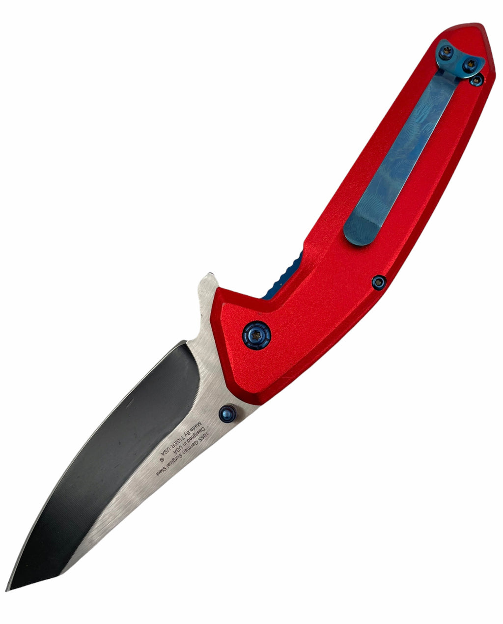 Tiger USA Spring Action Red Folding knife tanto