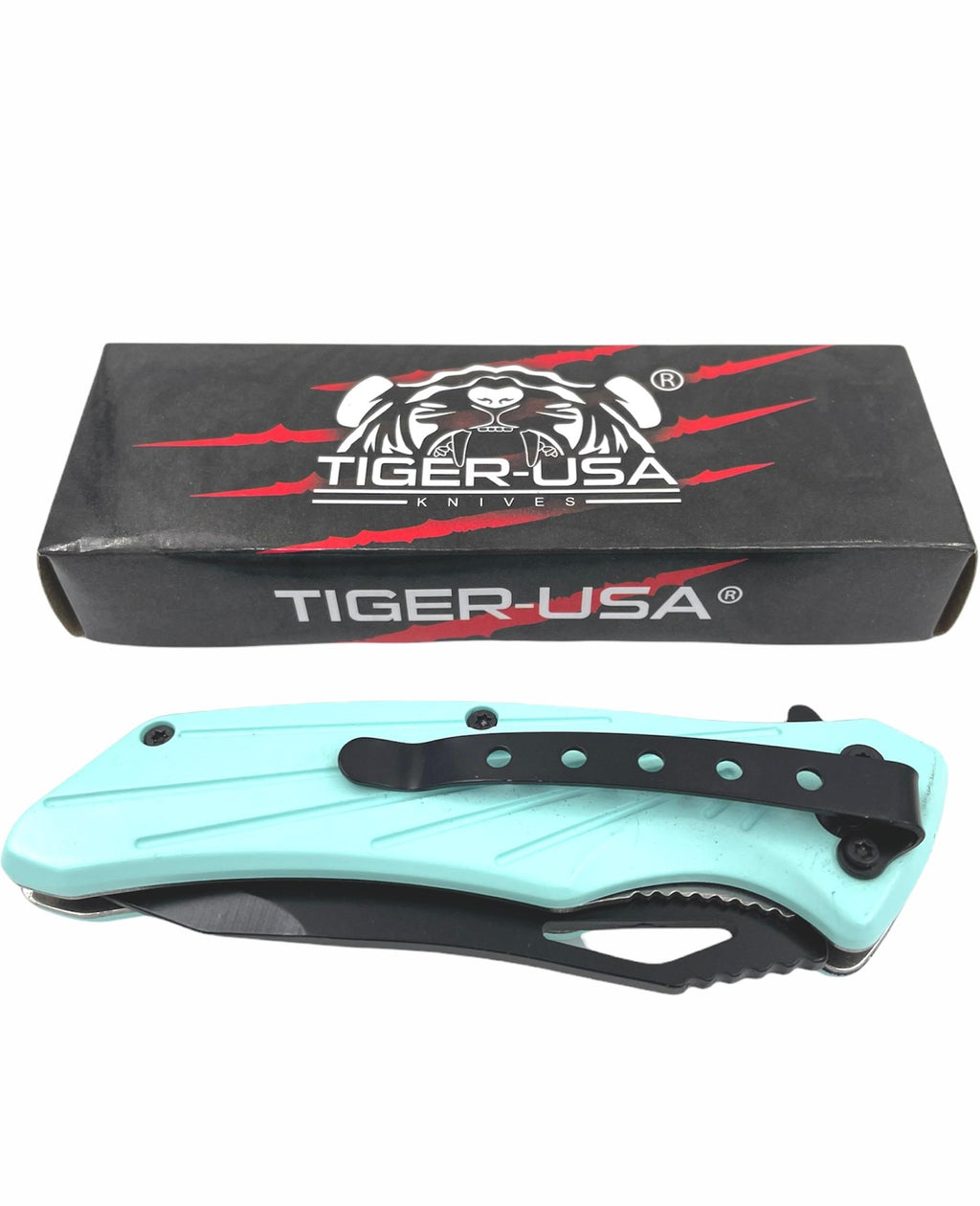 Tiger USA Spring Action KnifeTEAL  Tanto