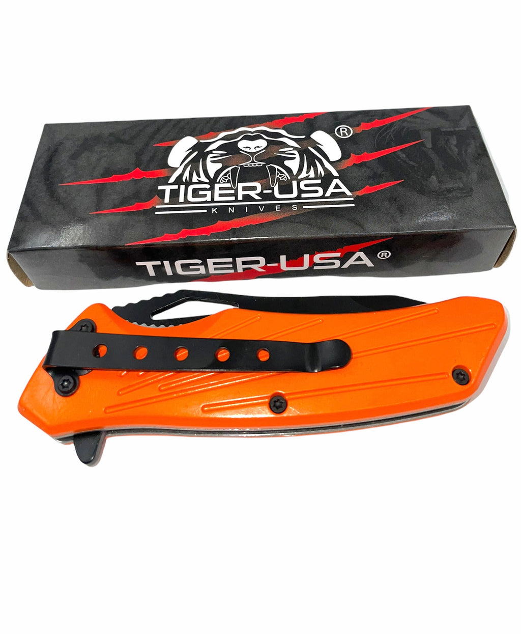 Tiger USA Spring Action Knife ORANGE  Tanto