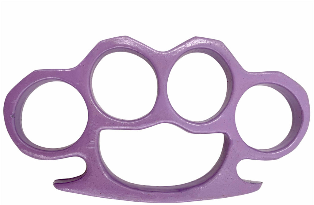 1LPU Solid Steel-Knuckle Duster Brass Knuckle - LIGHT PURPLE - Non