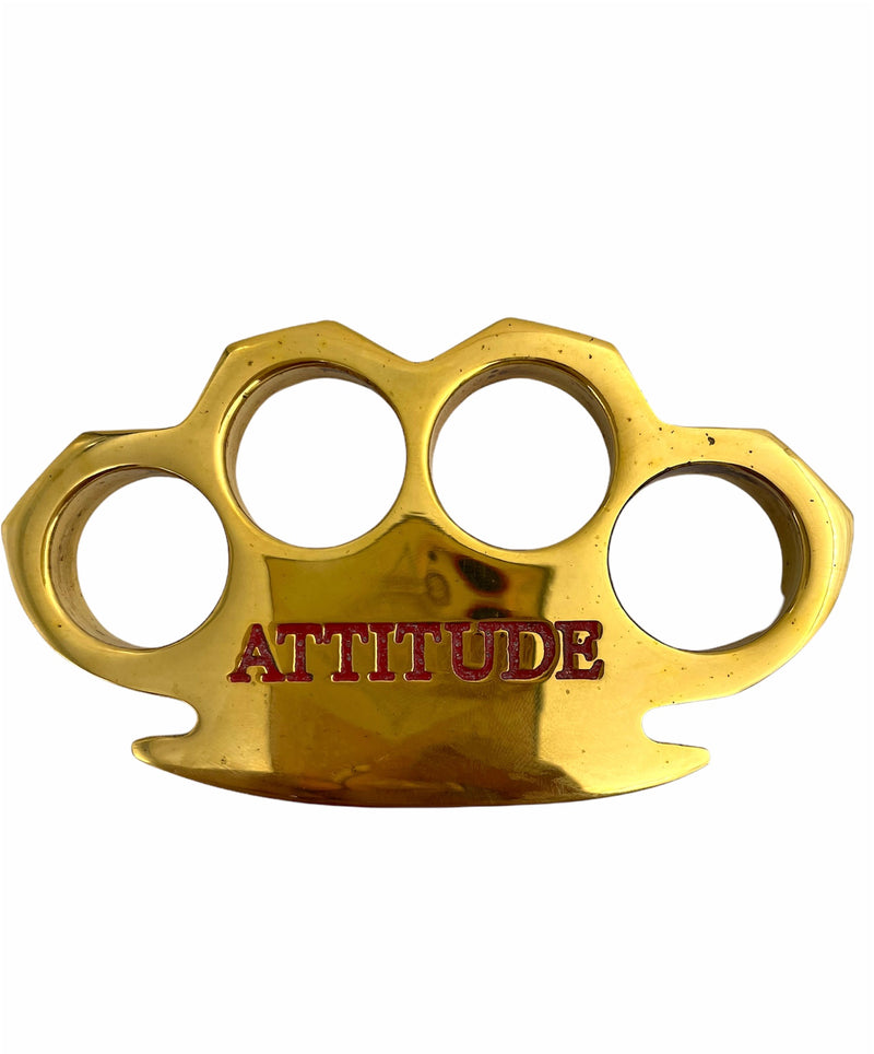 BRASS WITH ATTITUDE & ADJUSTER ENGRAVING CLOSE