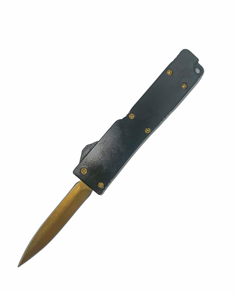 5 Inch OTF Automatic Knife Firecracker A1 - Black gold blade