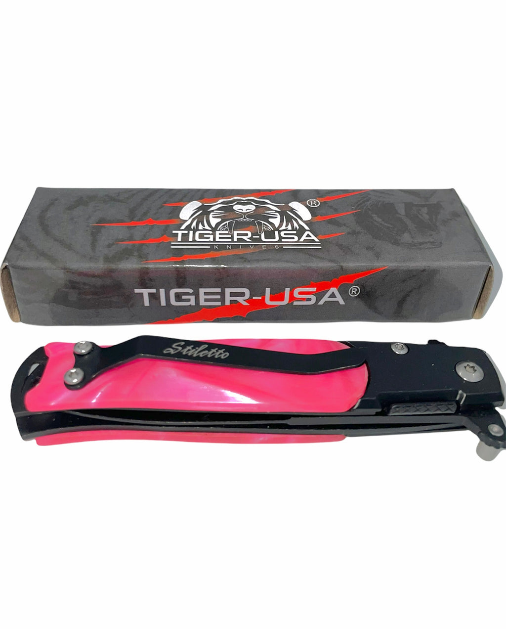 7.25 Inch Godfather stiletto style Style Folding Knife w/ Clip