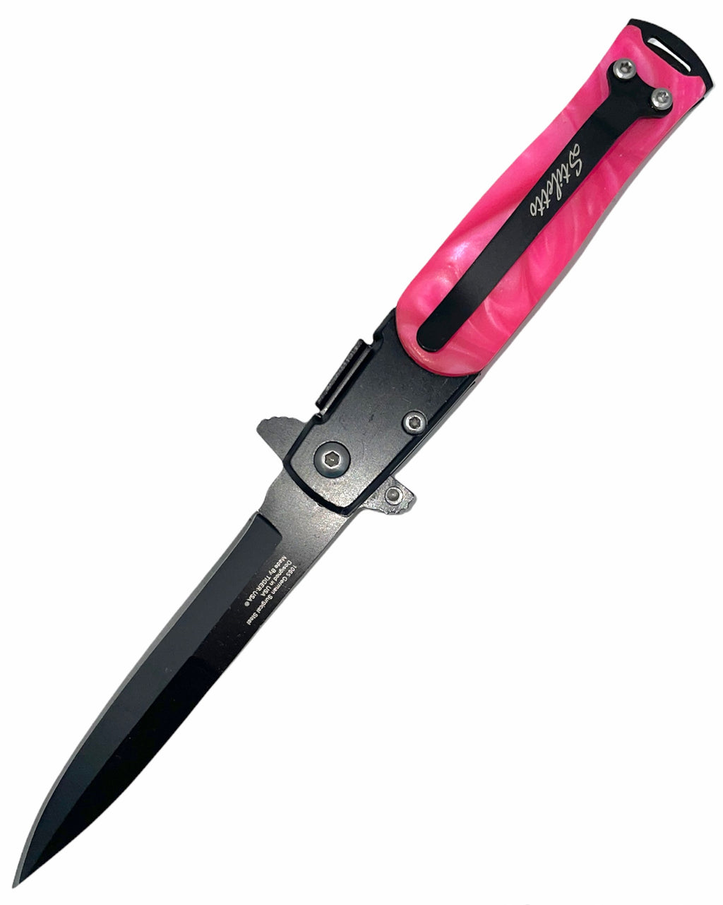 7.25 Inch Godfather stiletto style Style Folding Knife w/ Clip