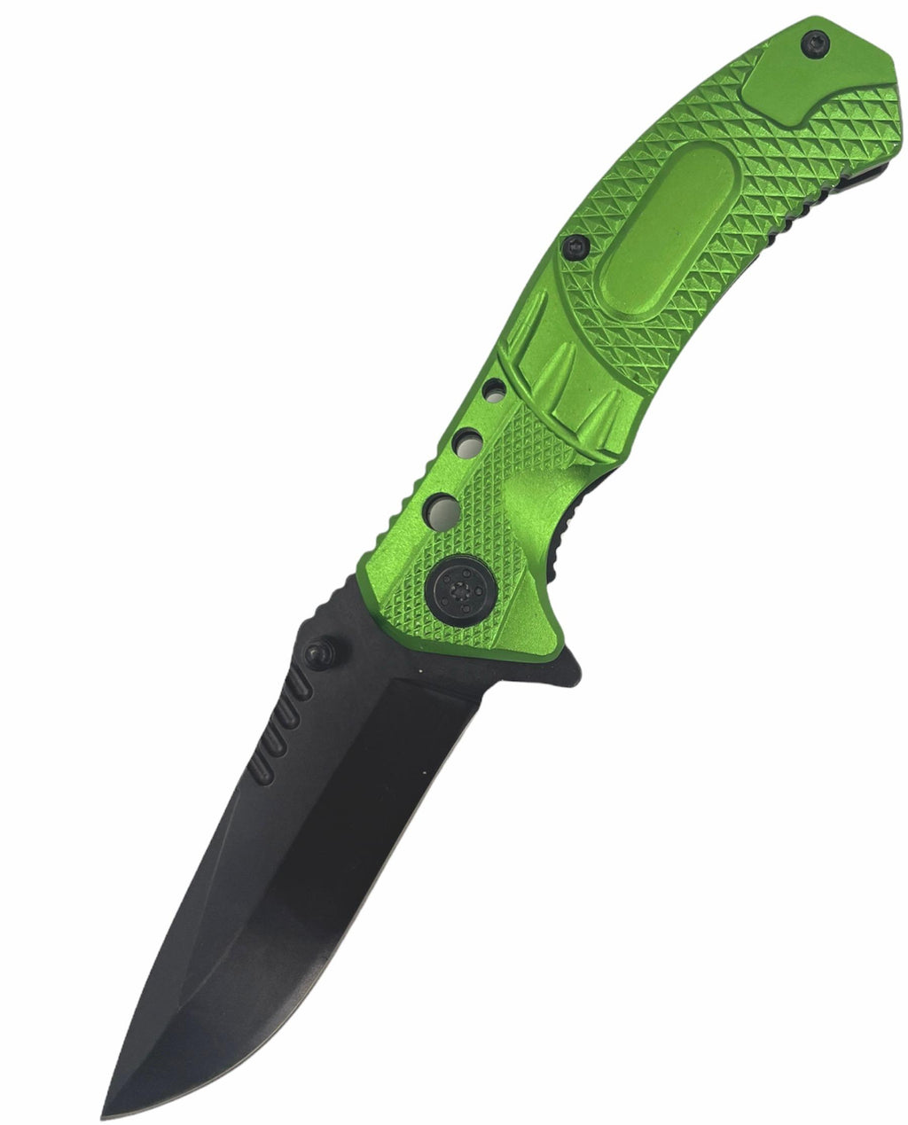 8 Inch Spring Assisted TechTact Knife DP Blade -GREEN