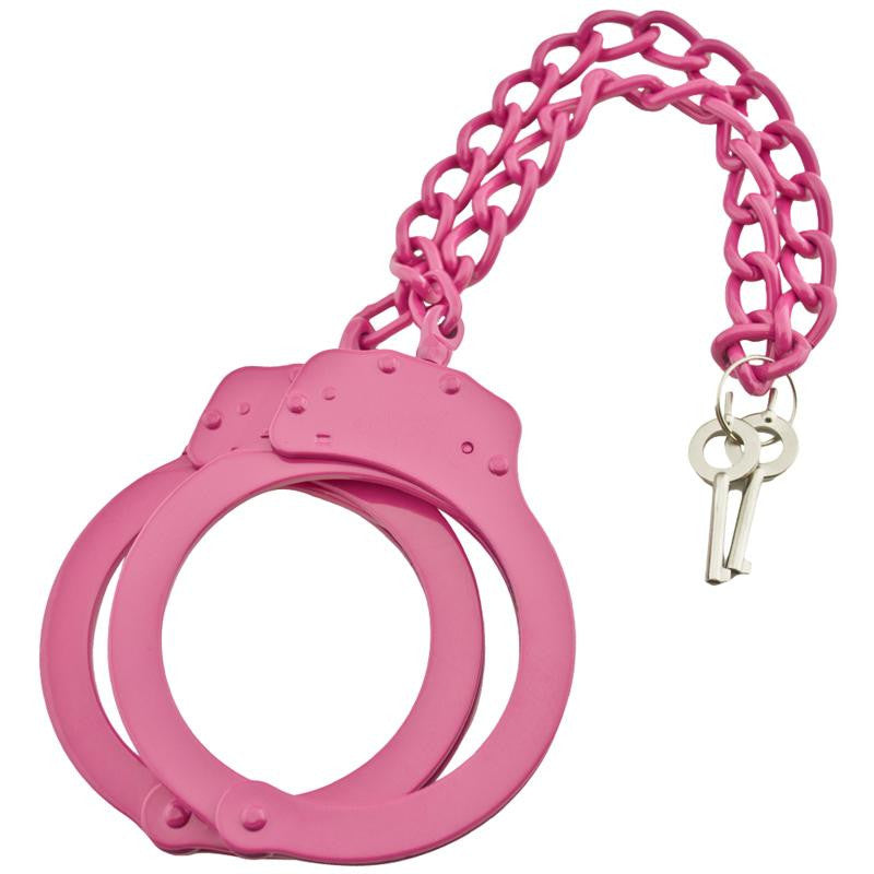 Pink Security Issue Leg Cuffs Forged From Solid Steel, , Panther Trading Company- Panther Wholesale