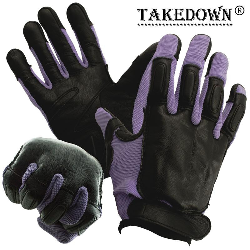 Large Takedown Purple Full Finger Sap Gloves w/ Steel Shot Knuckles, , Panther Trading Company- Panther Wholesale