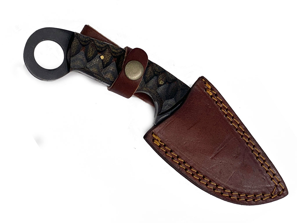 8 Inch 1095 High Carbon Steel Semi Karambit Knife W leather Case (Hand Made) Brown