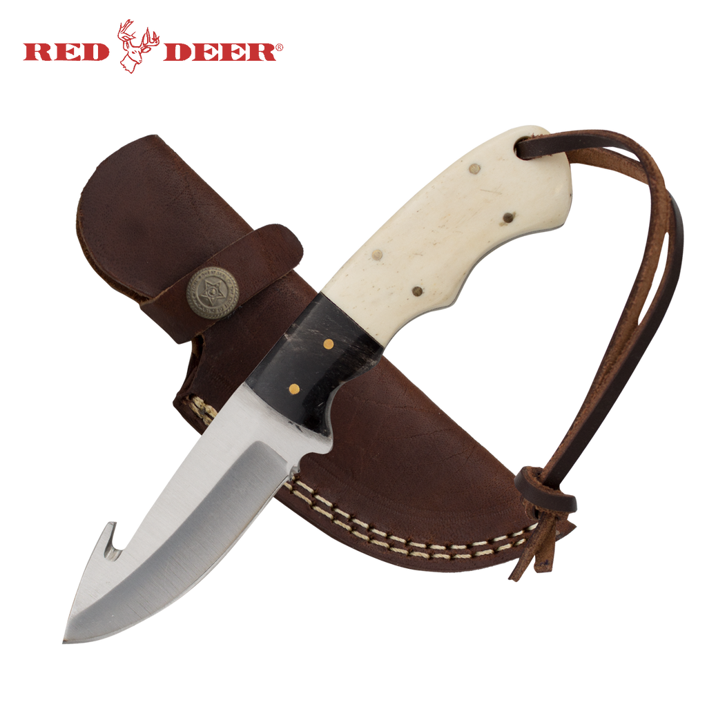 Red Deer® Full Tang Gut Hook 7 Inch Bone and Horn Hunting Knife